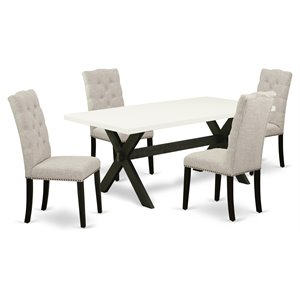 East West Furniture X-Style 5-piece Traditional Wood Dinette Set in Black
