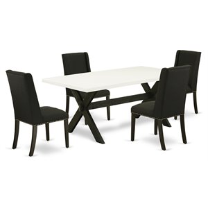 East West Furniture X-Style 5-piece Wood Dining Room Set in Black