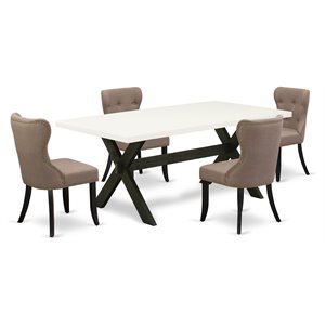 East West Furniture X-Style 5-piece Wood Dining Set in Black/Coffee