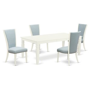 East West Furniture Logan 9-piece Wood Dining Set in Linen White