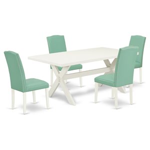 East West Furniture X-Style 5-piece Wood Dining Set in White/Luxurious Pound