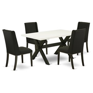 East West Furniture X-Style 5-piece Wood Dining Table Set in Black
