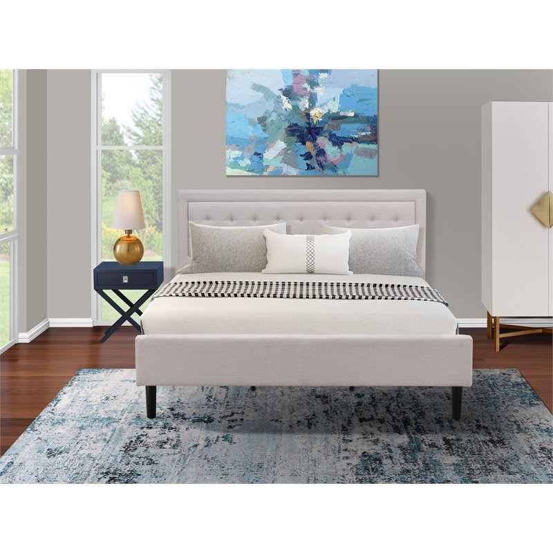 East West Furniture Fannin 2-piece Wood King Bedroom Set in Mist Beige/White