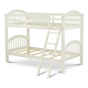 East West Furniture Verona 63&quot Wood Twin Bunk Bed with 4-step Ladder in White