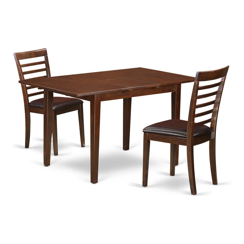 East West Furniture Norfolk 3-piece Wood Table and Dining Chairs in Mahogany