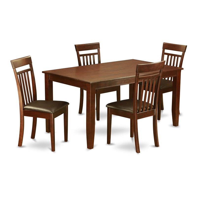 East West Furniture Dudley 5-piece Wood Dining Room Set in Mahogany