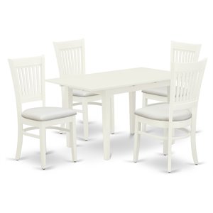 East West Furniture Norfolk 5-piece Wood Dinette Table and Chair Set in White