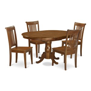 East West Furniture Portland 5-piece Wood Dining Set in Saddle Brown