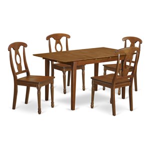 East West Furniture Picasso 5-piece Wood Kitchen Table Set in Saddle Brown