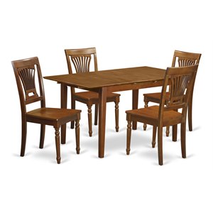 East West Furniture Picasso 5-piece Wood Dinette Table Set in Saddle Brown