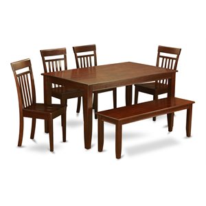 East West Furniture Dudley 6-piece Wood Dining Room Set in Mahogany