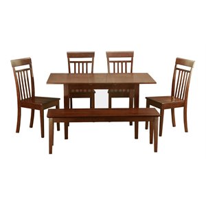 East West Furniture Norfolk 6-piece Wood Kitchen Table Set in Mahogany