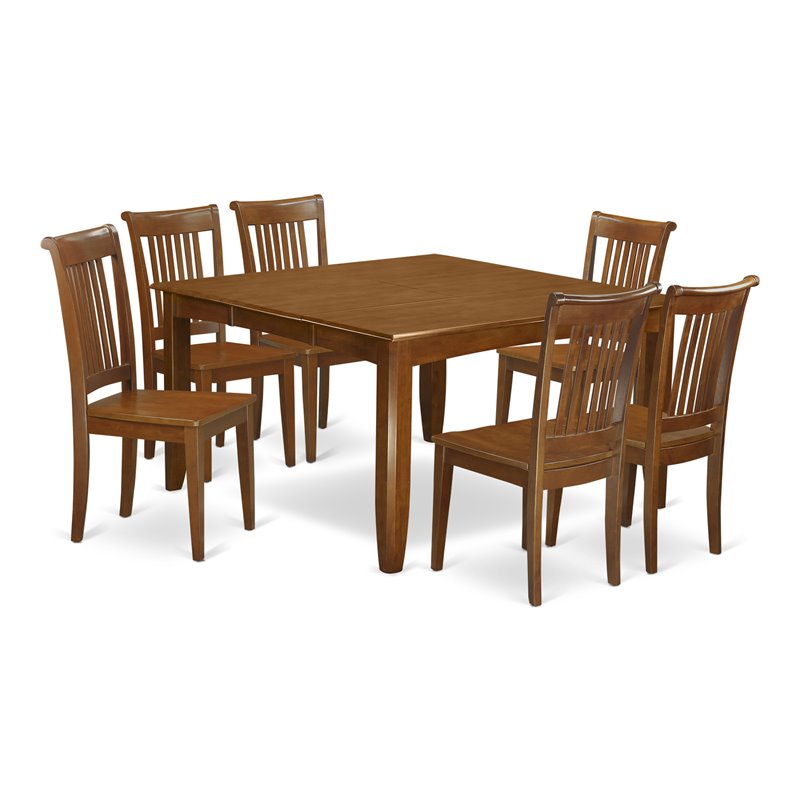 East West Furniture Parfait 7-piece Wood Dinette Set in Saddle Brown