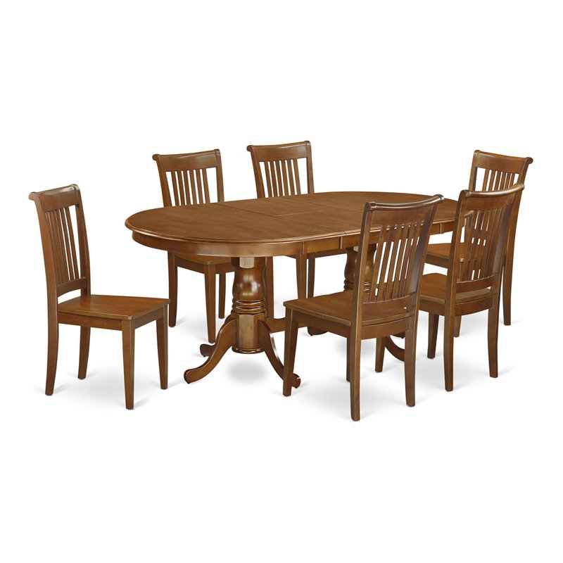 East West Furniture Plainville 7-piece Wood Kitchen Set in Saddle Brown