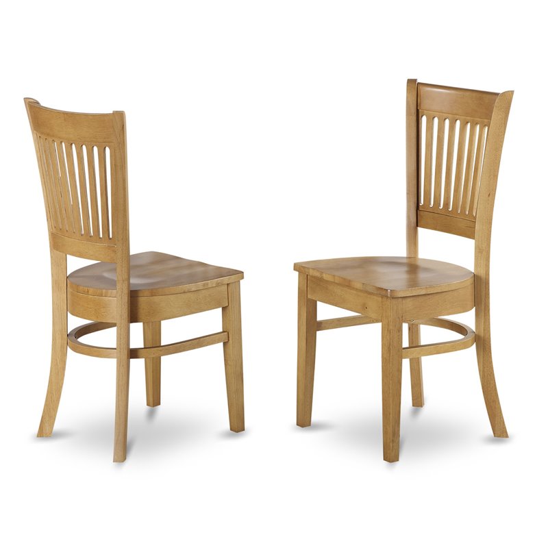East West Furniture Vancouver 7-piece Wood Dining Table and Chairs in Oak