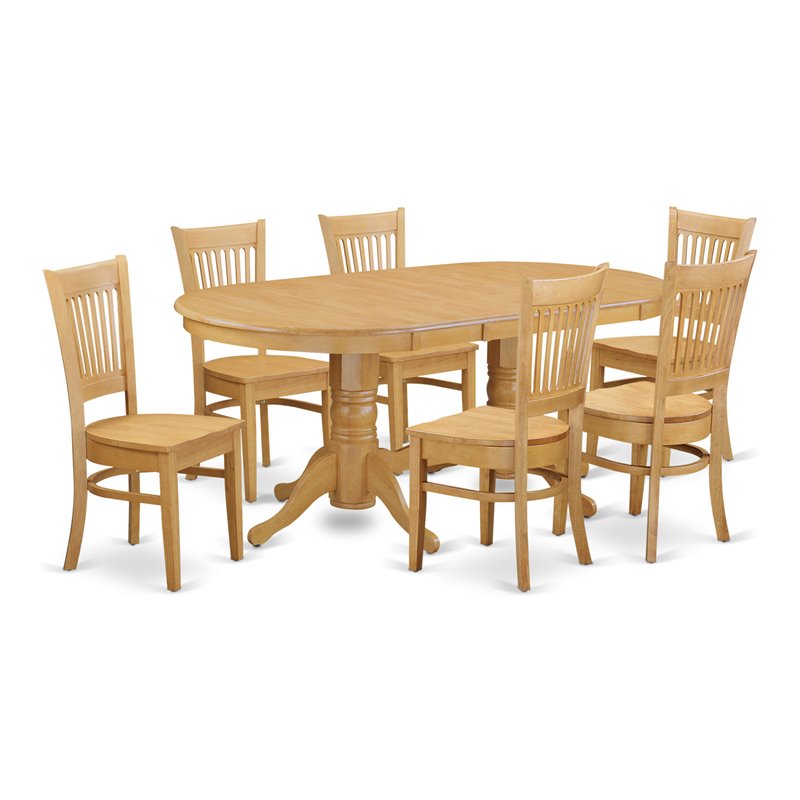 East West Furniture Vancouver 7-piece Wood Dining Table and Chairs in Oak