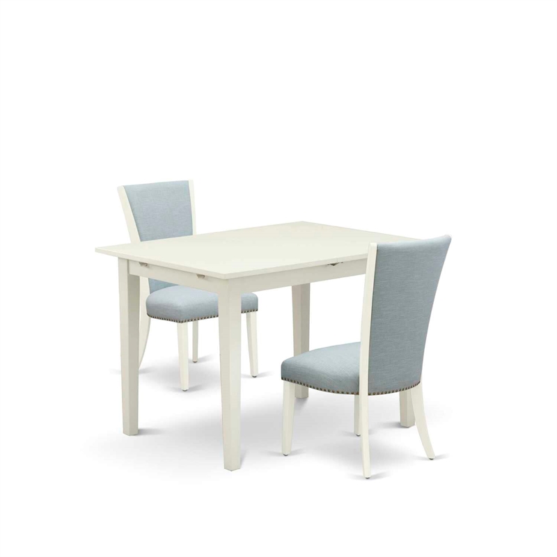 East West Furniture Norden 3-Piece Wood Kitchen Set in Linen White/Baby Blue
