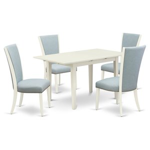 East West Furniture Norden 5Pcs Wood Kitchen Table and Chair Set in White