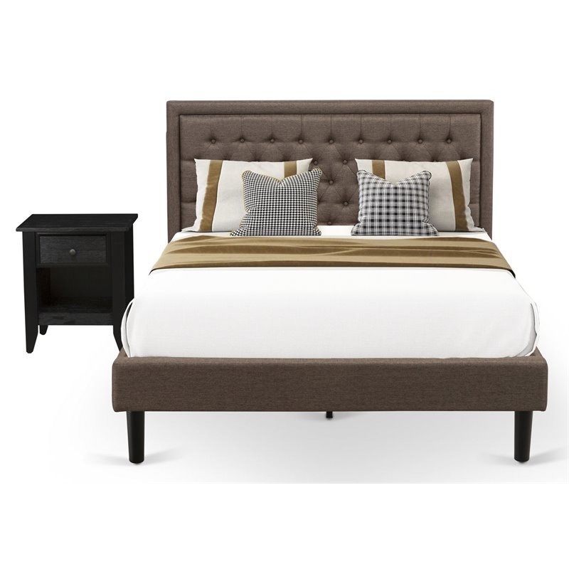 East West Furniture 2-piece Traditional Wood Queen Size Bed Set in Brown