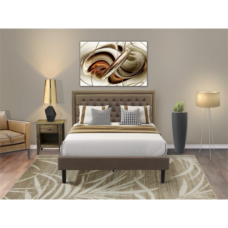 East West Furniture 2-piece Traditional Wood Queen Bedroom Set in Brown Finish