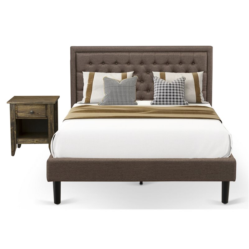 East West Furniture 2-piece Traditional Wood Queen Bedroom Set in Brown Finish