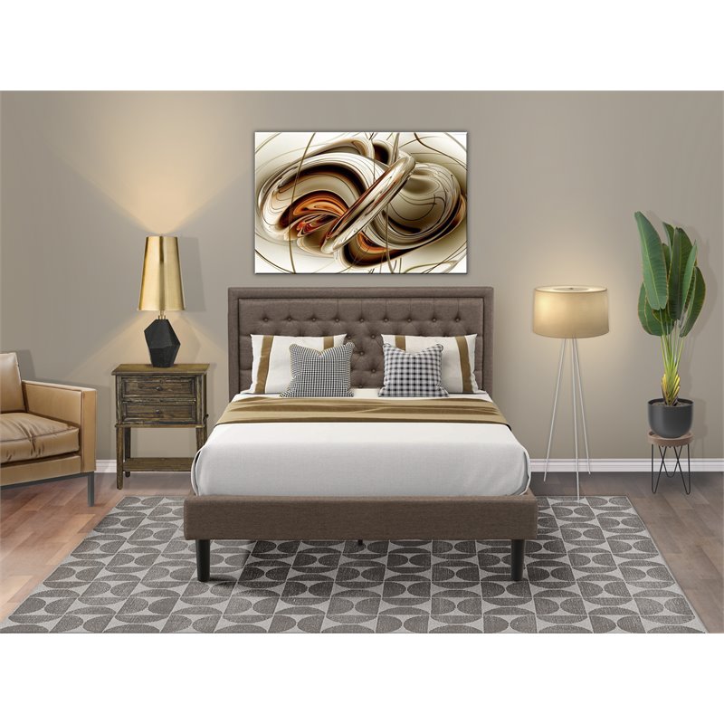 East West Furniture 2-piece Traditional Wood Queen Bedroom Set in Brown
