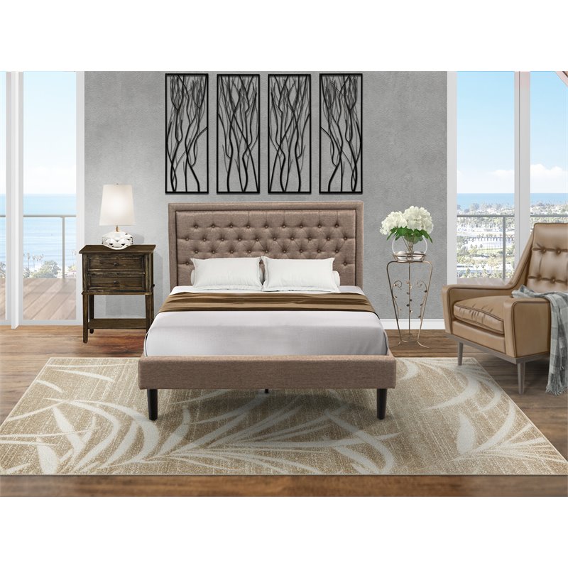 East West Furniture 2-piece Traditional Wood Queen Size Bed Set in Dark Brown