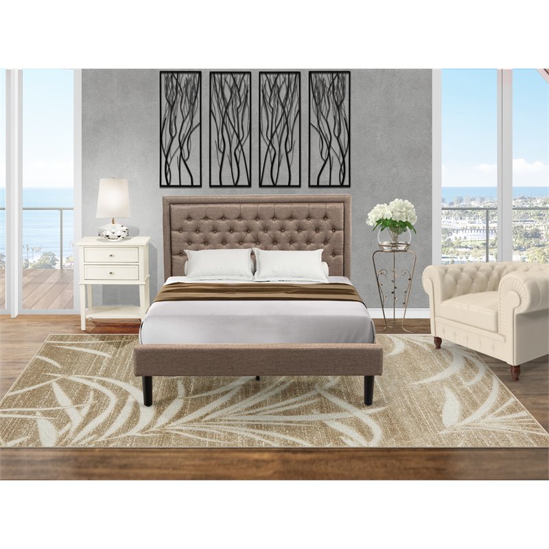 East West Furniture 2-piece Traditional Wood Queen Bedroom Set in Dark Brown