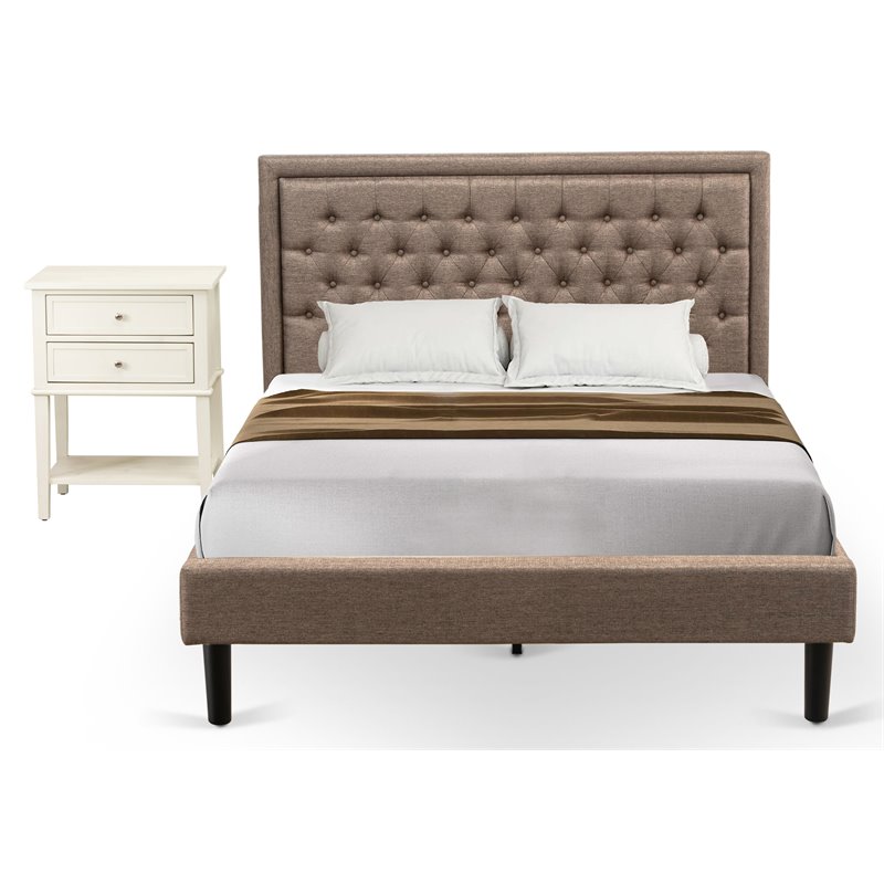 East West Furniture 2-piece Traditional Wood Queen Bedroom Set in Dark Brown