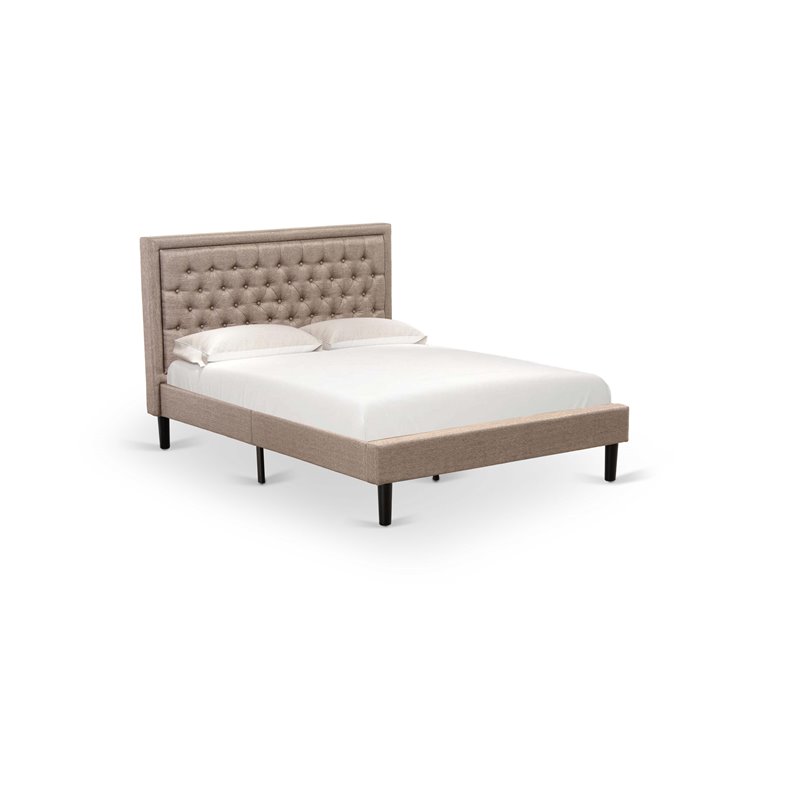East West Furniture 3-piece Traditional Wood Queen Bedroom Set in Khaki Brown