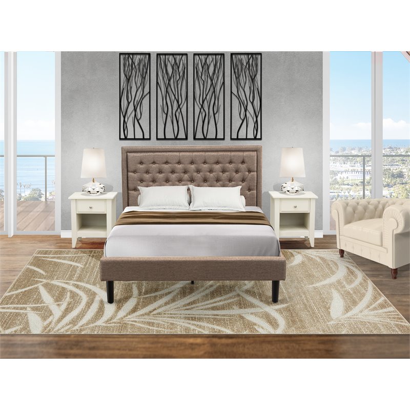 East West Furniture 3-piece Traditional Wood Queen Size Bed Set in Dark Brown