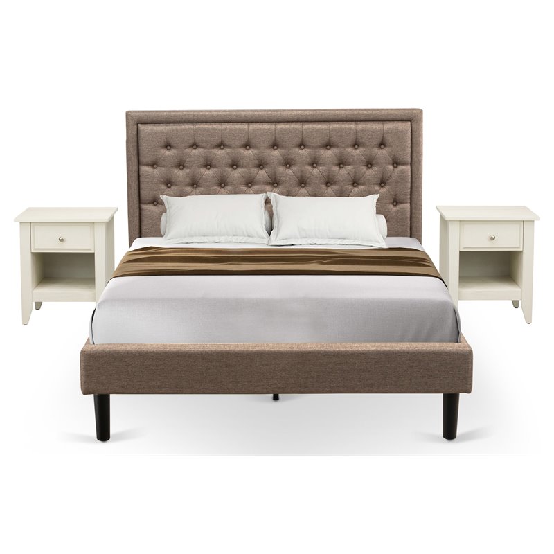 East West Furniture 3-piece Traditional Wood Queen Size Bed Set in Dark Brown