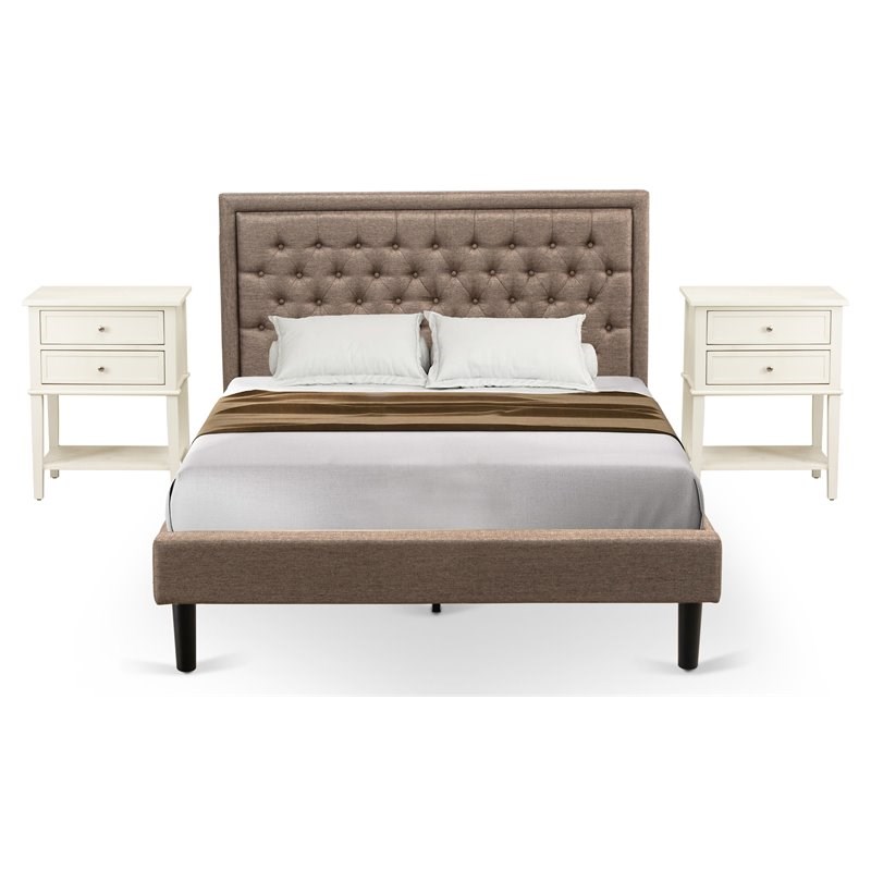 East West Furniture 3-piece Traditional Wood Queen Bedroom Set in Dark Brown