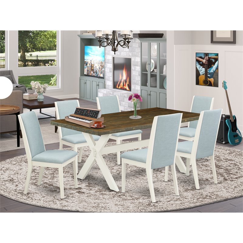 East West Furniture X-Style 7-piece Wood Dinette Set in Jacobean Brown