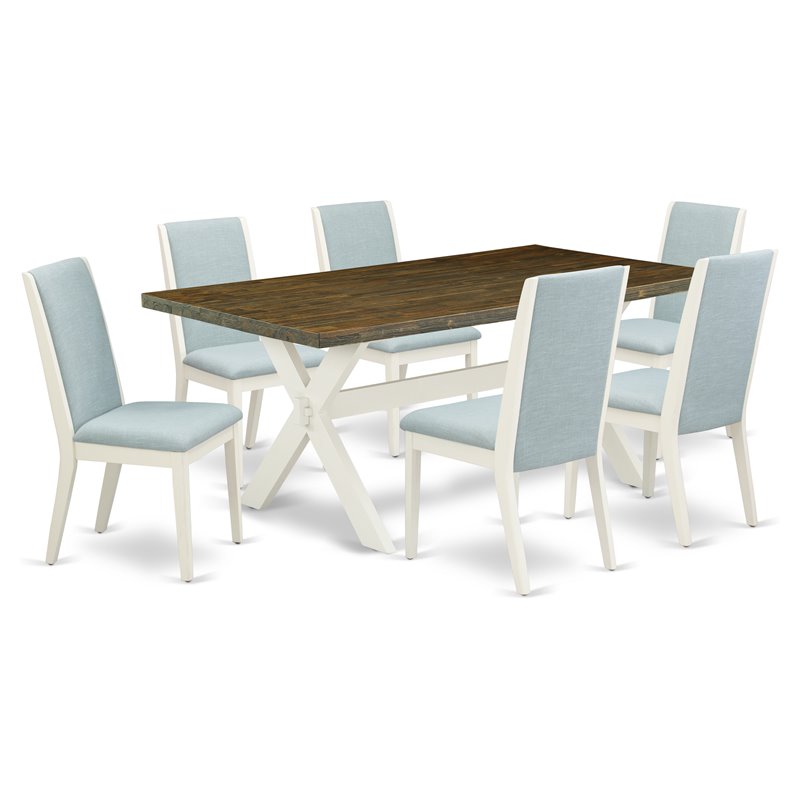 East West Furniture X-Style 7-piece Wood Dinette Set in Jacobean Brown
