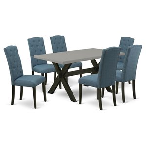 East West Furniture X-Style 7-piece Wood Kitchen Table Set in Black