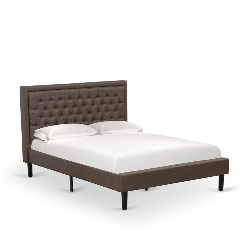 East West Furniture 3-piece Traditional Wood Bed Set with Nightstand in Brown