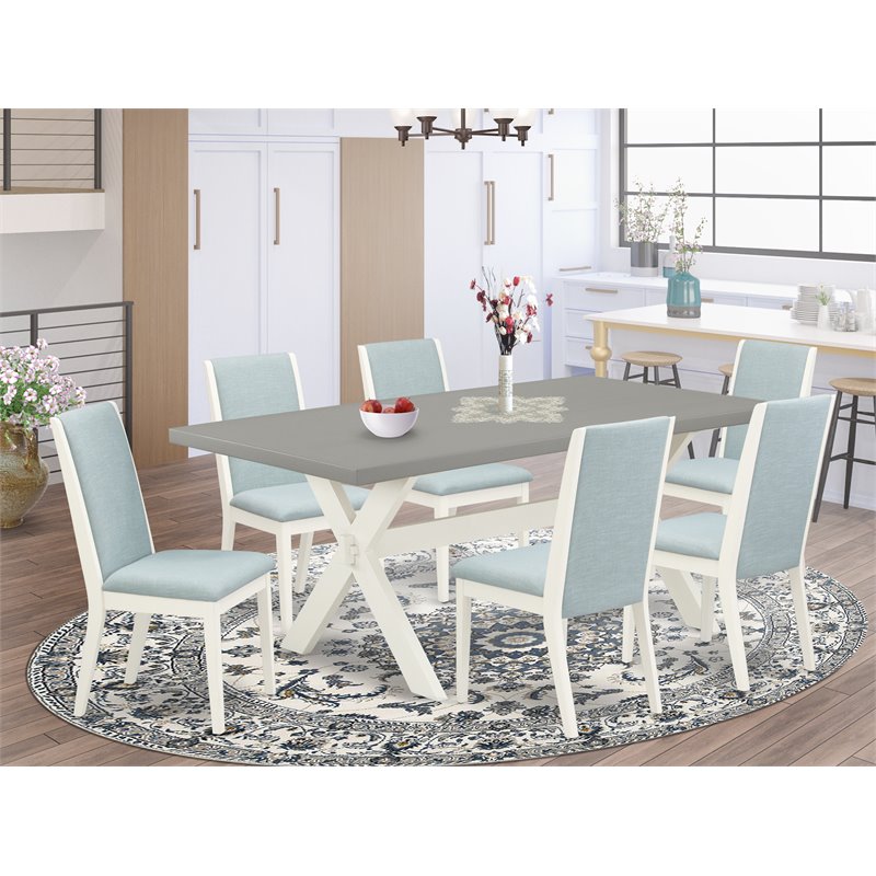 East West Furniture X-Style 7-piece Wood Dining Set in White Finish
