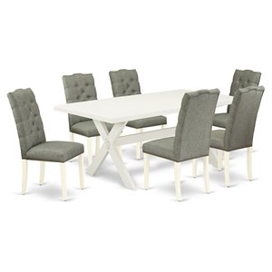 East West Furniture X-Style 7-piece Traditional Wood Dinette Set in Gray