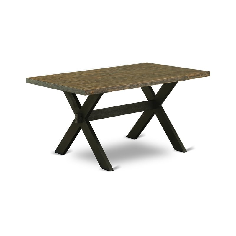 East West Furniture X-Style 7-piece Wood Dining Table Set in Dark Khaki Brown