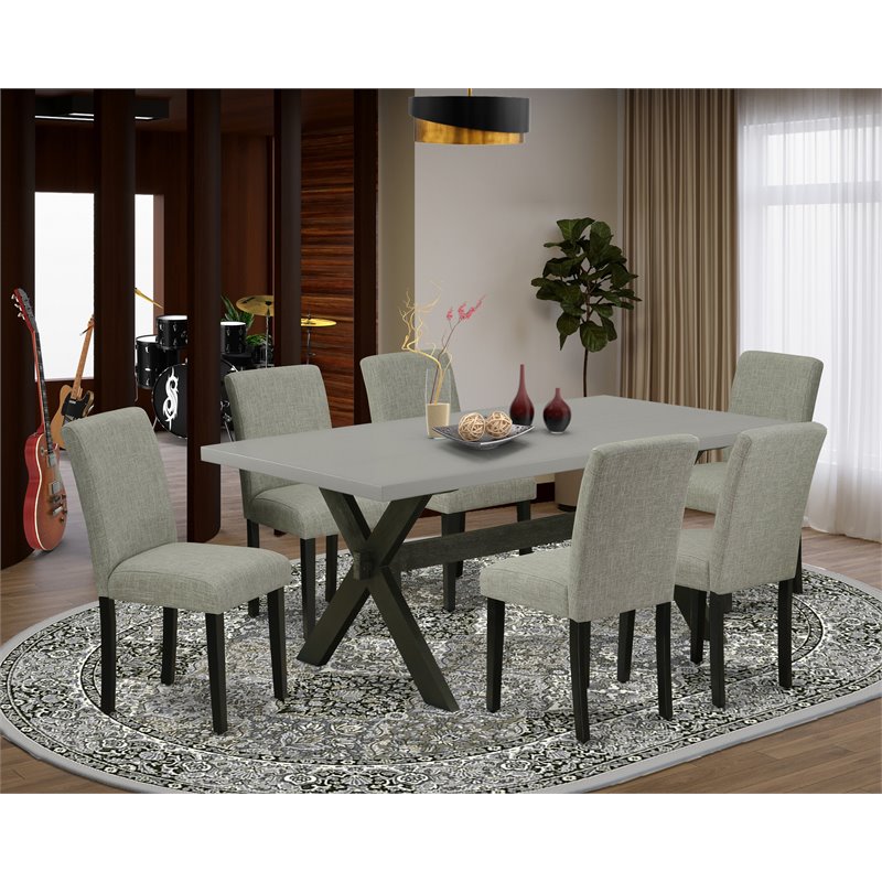 East West Furniture X-Style 7-piece Wood Dining Set in Black/Shitake