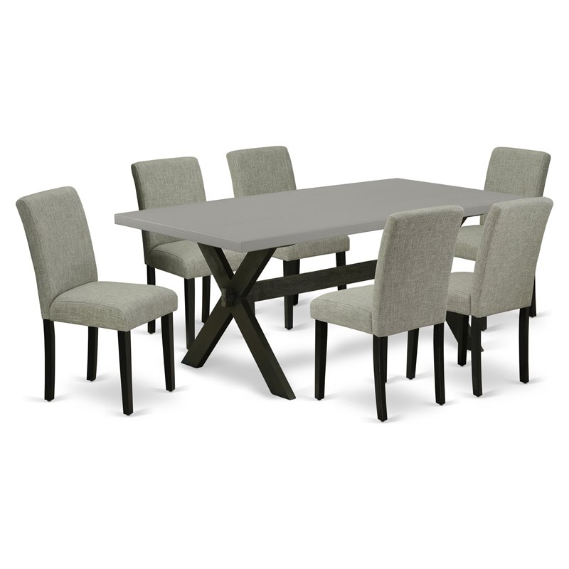 East West Furniture X-Style 7-piece Wood Dining Set in Black/Shitake