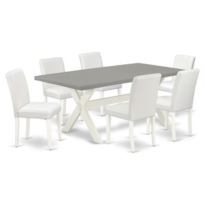 East West Furniture X-Style 7-piece Wood Dining Table Set in White