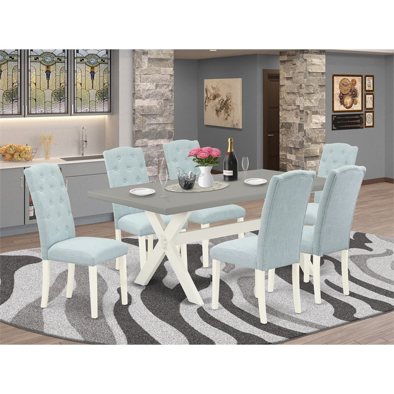 East West Furniture X-Style 7-piece Wood Dining Room Set in White
