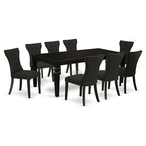 East West Furniture Logan 9-piece Traditional Wood Dining Set in Black