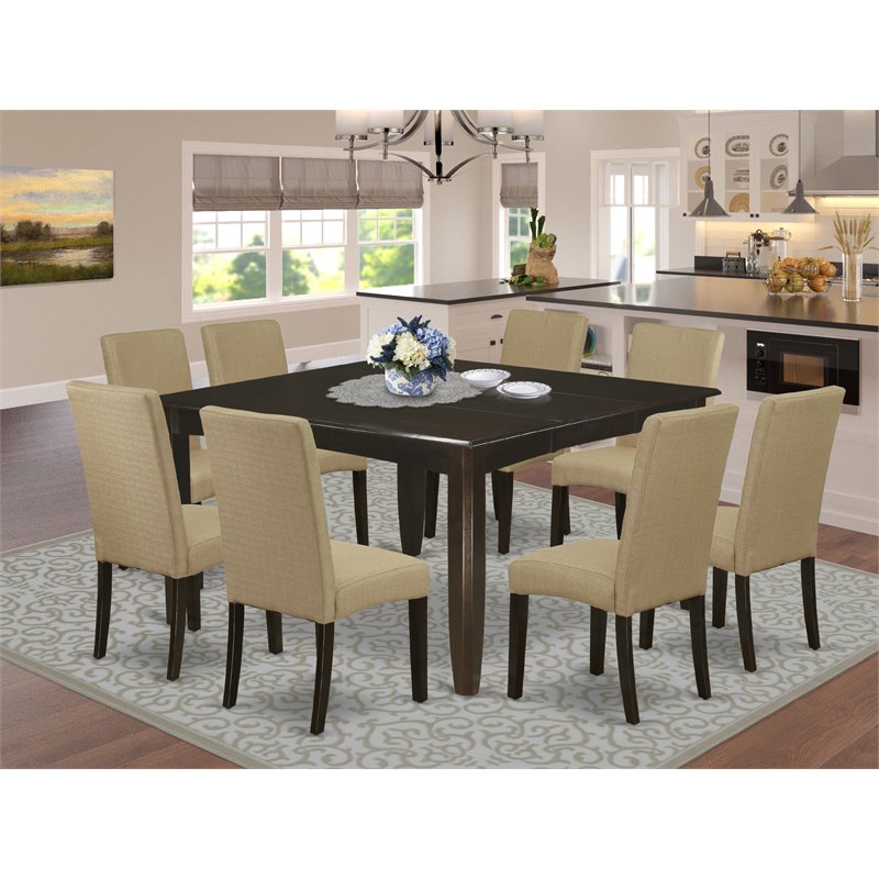 East West Furniture Parfait 9-piece Wood Dining Set in Cappuccino