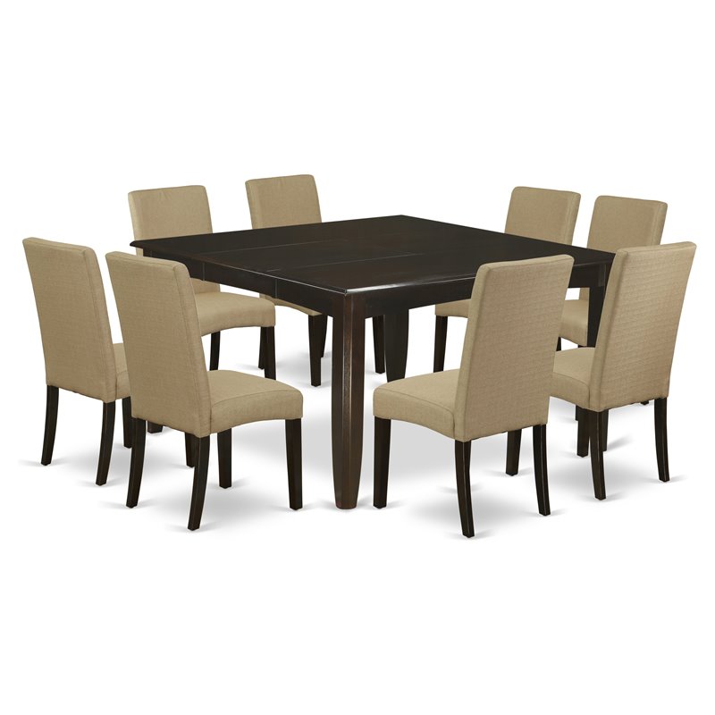 East West Furniture Parfait 9-piece Wood Dining Set in Cappuccino