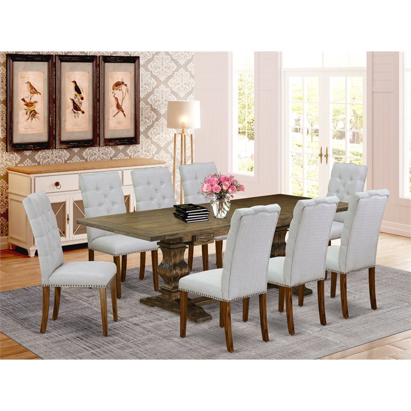 East West Furniture Lassale 9-piece Wood Kitchen Set in Jacobean Brown