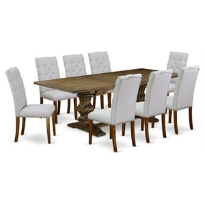 East West Furniture Lassale 9-piece Wood Kitchen Set in Jacobean Brown