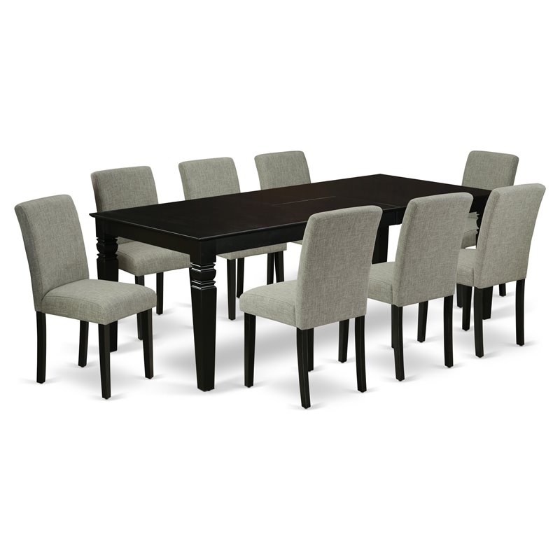 East West Furniture Logan 9-piece Wood Dining Set in Black/Shitake